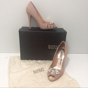 Badgley Mischka Monique Rose Gold Peeptoe Pumps